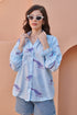 Cyan Blue Smocked Sleeved Shirt