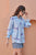 Cyan Blue Smocked Sleeved Shirt