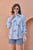 Cyan Blue Smocked Sleeved Shirt