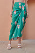 Jade Green Front Panel Satin Skirt