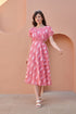 Pink Ikat Side Cut Cotton Dress