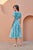 Turquoise Ikat Side Cut Cotton Dress