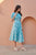 Turquoise Ikat Side Cut Cotton Dress