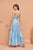 Light Blue Tiered Fit Satin Maxi Dress