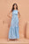 Light Blue Tiered Fit Satin Maxi Dress