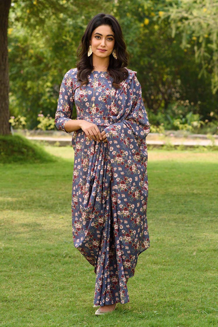 Persian Blue Saree Dress (Clearance) – Pasha India