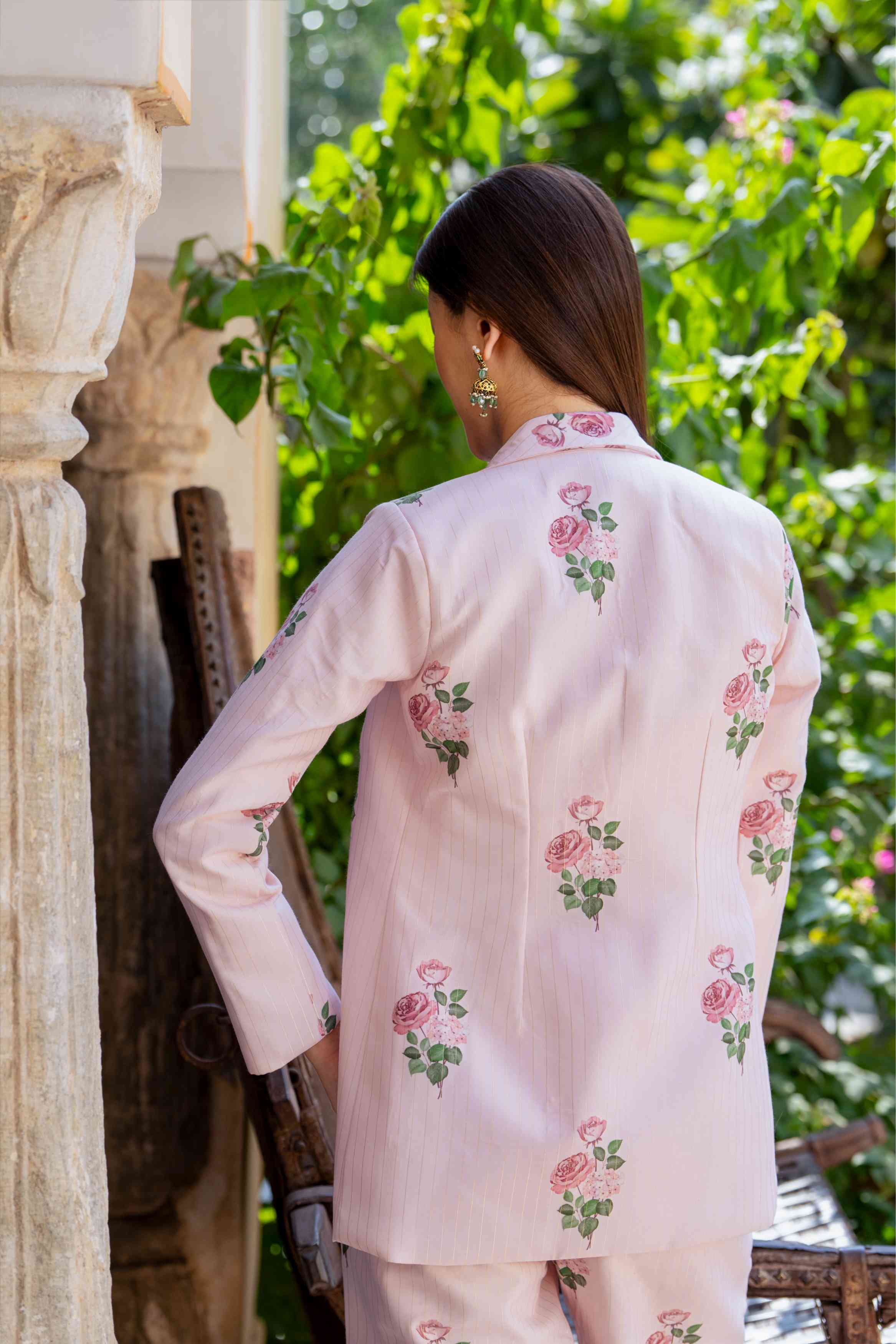 Sweet Pink Striped Pantsuit & Blouse Set – Pasha India