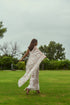 Pearl White Organza Saree & Bralette (Clearance)