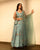 Dusty Teal Sequins Kali Lehenga Set (Sale)