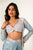 Aqua Blue & Slate Grey Bralette, Lungi & Cape Set (Sale)