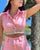 Pink Sky Fitted Cropped Shirt