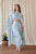 Sky Blue Cape Sleeved Top & Slit Skirt Set (Sale)