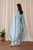 Sky Blue Cape Sleeved Top & Slit Skirt Set (Sale)