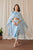 Sky Blue Cape Sleeved Top & Slit Skirt Set (Sale)