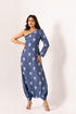 Space Blue One-Shoulder Dhoti Jumpsuit