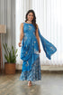 Indra Blue Ruffle Saree Dress