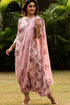 Carnation Pink Dhoti Jumpsuit with Big Motif (Carnation Pink) Detachable Dupatta