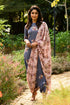 Persian Blue Dhoti Jumpsuit with Small Motif (Carnation Pink) Detachable Dupatta