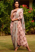 Carnation Pink Dhoti Jumpsuit with Big Motif (Laurel Green) Detachable Dupatta