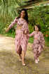 Mother Daughter Carnation Pink Fusion Saree Set