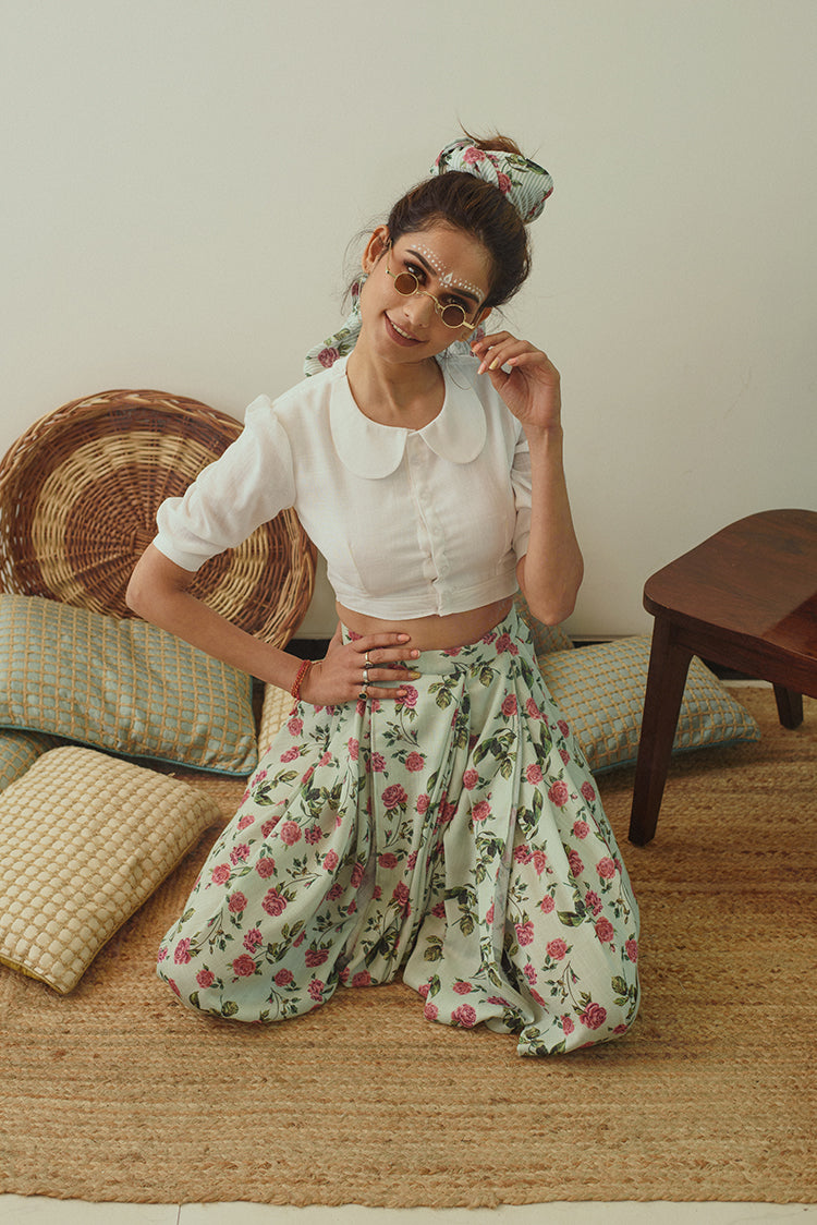 Buy Green Coded Georgette Placement Embroidered Short And Dhoti Pant Set  For Women by Jajobaa Online at Aza Fashions.