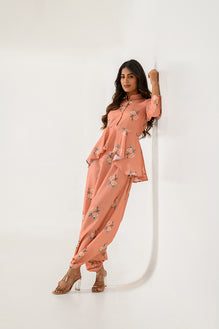 Scarlet Orange Peplum Dhoti Jumpsuit – Pasha India